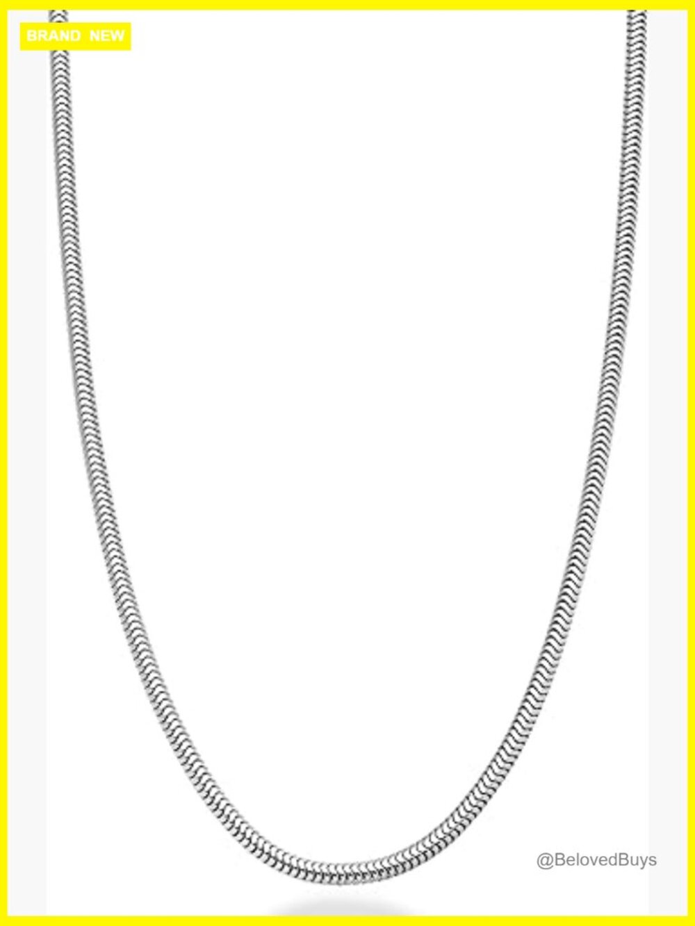 Sterling Silver Snake Chain Necklace, 30 Inch, Lobster Clasp, Unisex